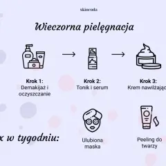 Wieczorna pielęgnacja: demakijaż, tonik, serum, a na koniec krem nawilżający – to klucz do tego, co najlepiej nawilża skórę. 2x w tygodniu dodaj maskę lub peeling.